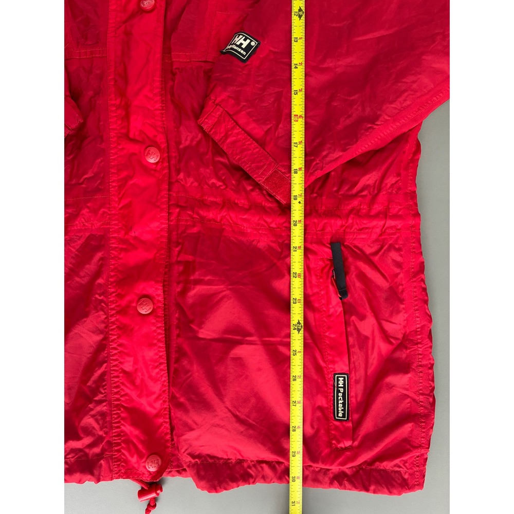 Helly Hansen HH Vintage Packable Rain Jacket Red Hooded Nylon Shell Vented M - Picture 3 of 9